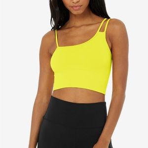 Alo neon yellow offset bra